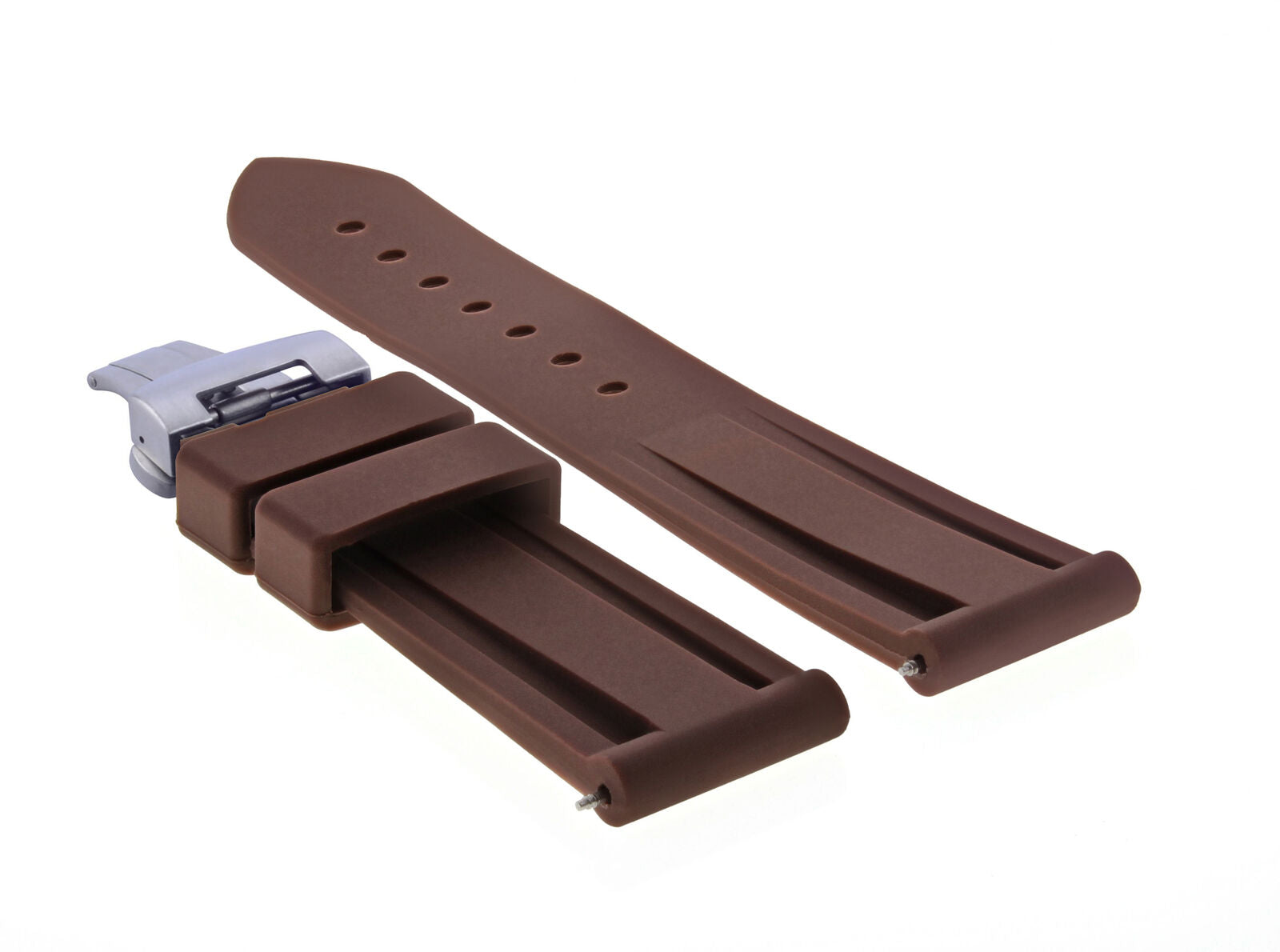 22MM RUBBER DIVER WATCH BAND DEPLOYMENT BUCKLE CLASP FOR 40MM PANERAI BROWN