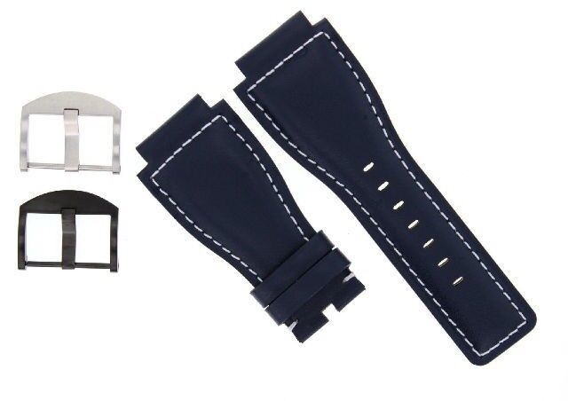 24MM GENUINE WATCH STRAP SMOOTH BAND FOR BELL ROSS BR-01-BR-03 WATCH BLUE WS