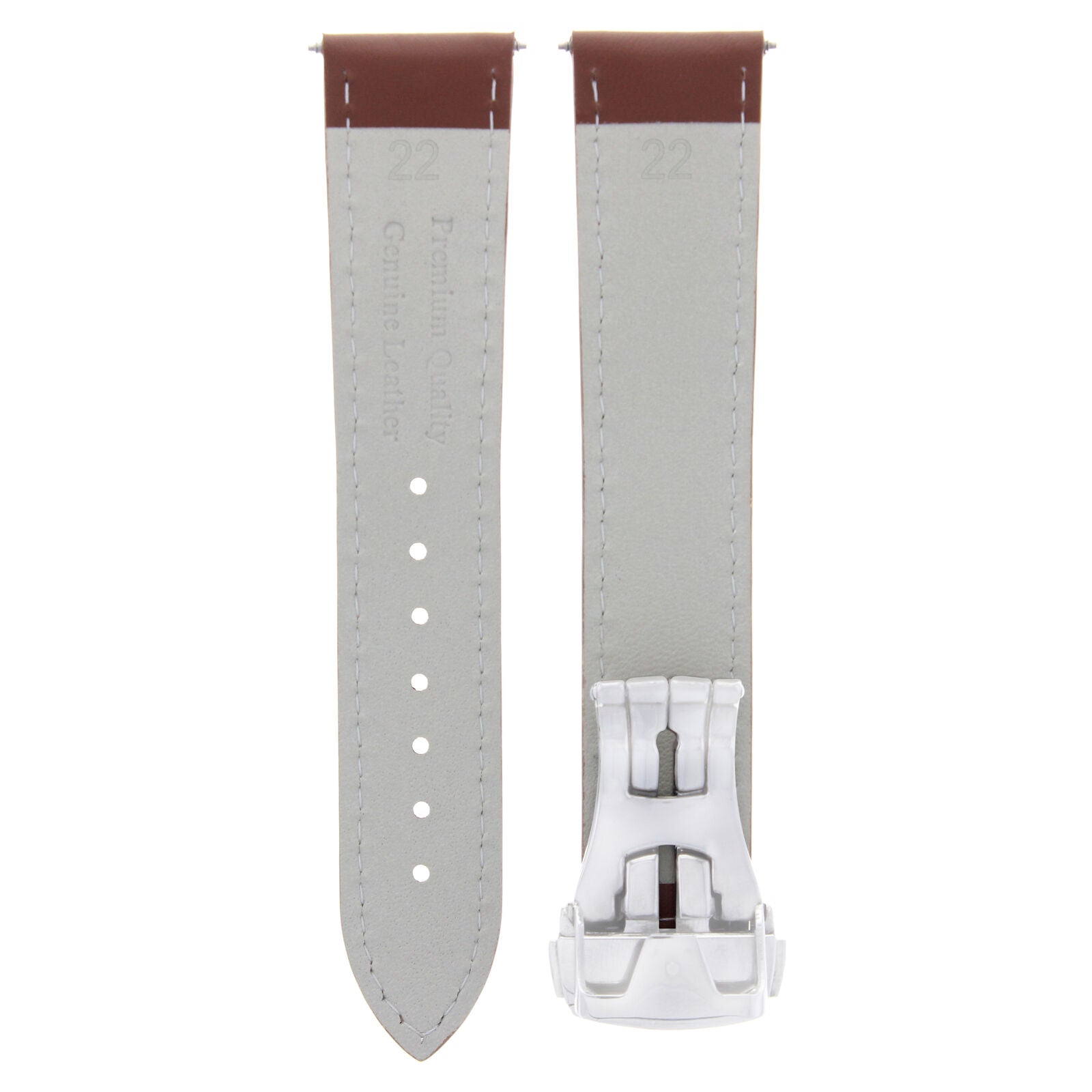 22MM LEATHER STRAP BAND FOR OMEGA SEAMASTER WATCH DEPLOYMENT CLASP BUCKLE TAN WS