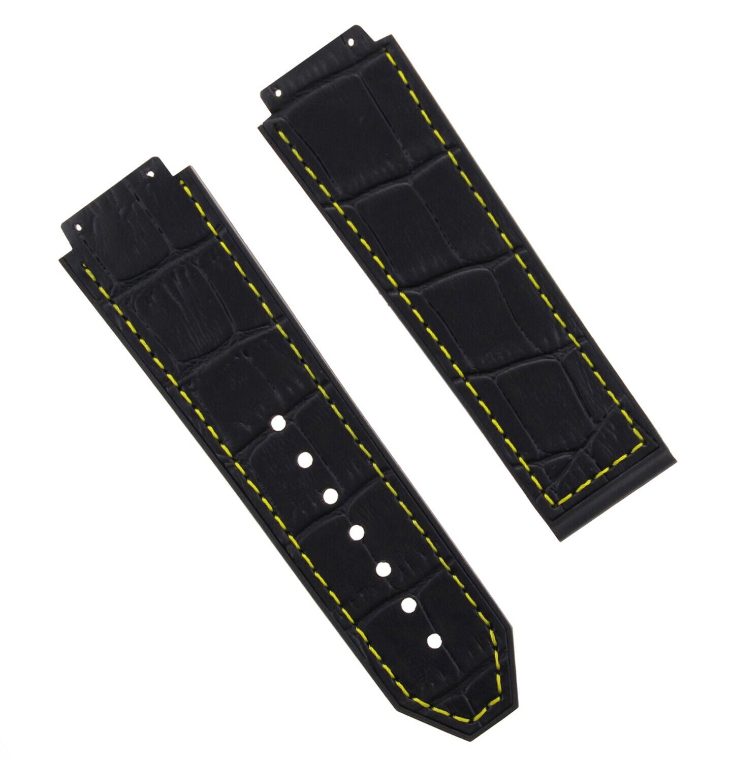 24MM ALLIGATOR LEATHER RUBBER WATCH BAND STRAP FOR 44-45MM HUBLOT H BIG BANG