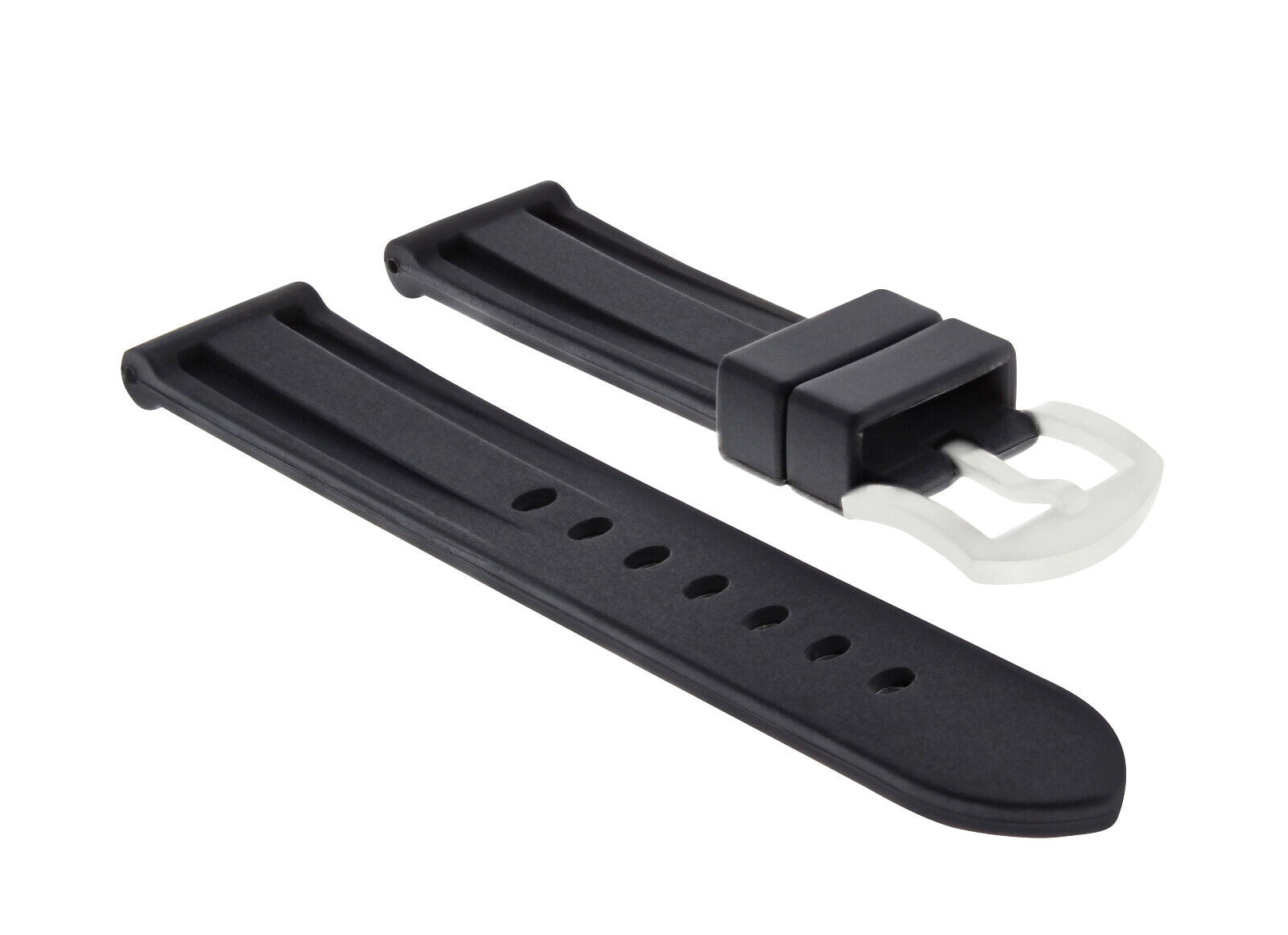 24MM SOFT RUBBER BAND STRAP FOR PAM PANERAI 44MM GMT WATCH PRE-V-BUCKLE BLACK