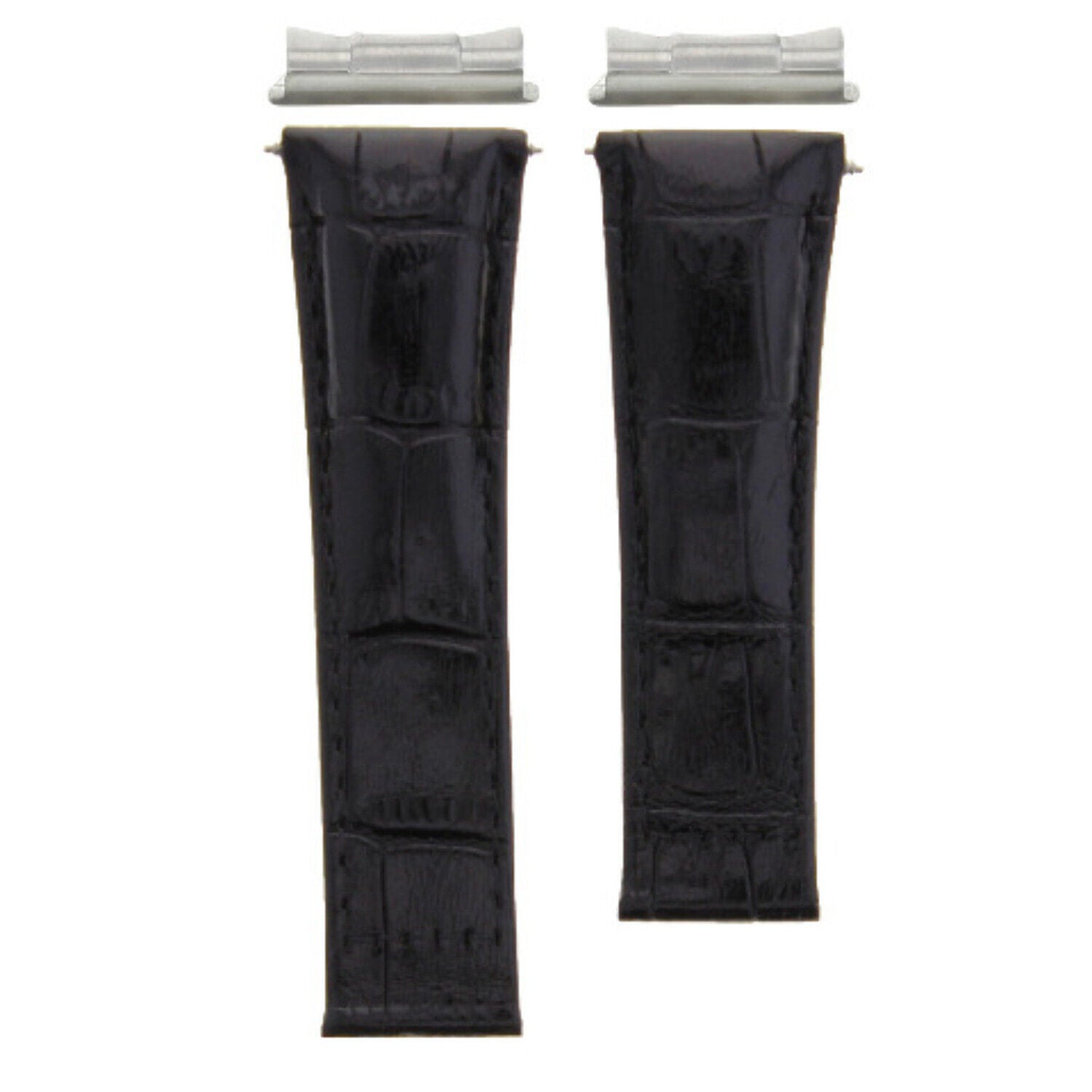 20MM LEATHER WATCH BAND STRAP FITS ROLEX SUBMARINER, GMT, DATEJUST WATCH - SILVER - POISHED - CENTER