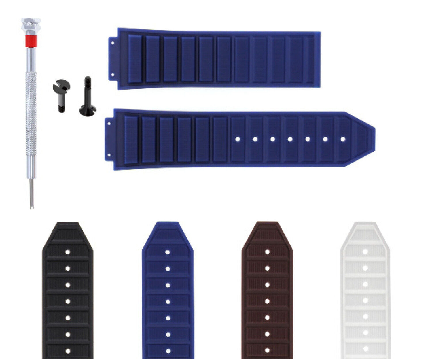 24-28MM RUBBER STRAP BAND FOR HUBLOT 44-45-48MM BIG BANG 2 BK SCREW SCREW DRIVER