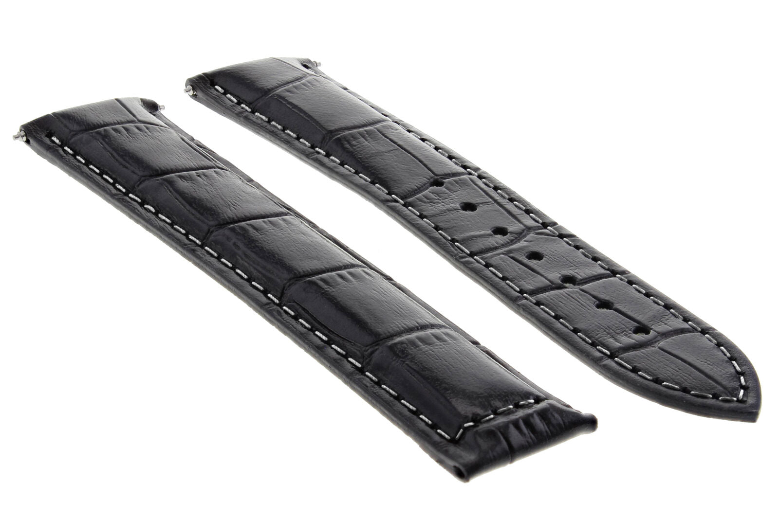 22MM LEATHER BAND STRAP SMOOTH FOR TAG HEUER CARRERA DEPLOYMENT CLASP BLACK WS