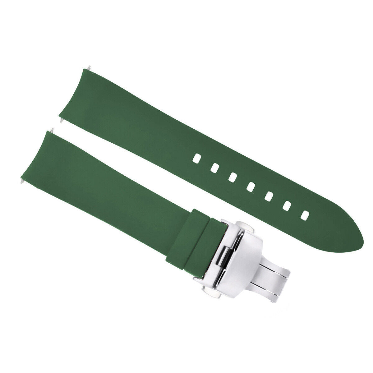 CURVED END SILICONE RUBBER STRAP FOR OMEGA SEAMASTER - 19MM