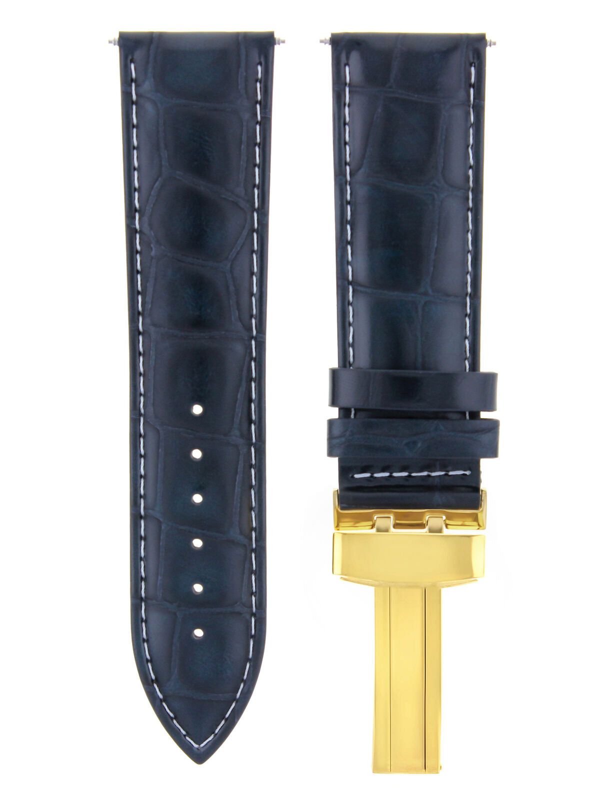 LEATHER WATCH STRAP BAND DEPLOYMENT CLASP FOR BREITLING GOLD 22MM