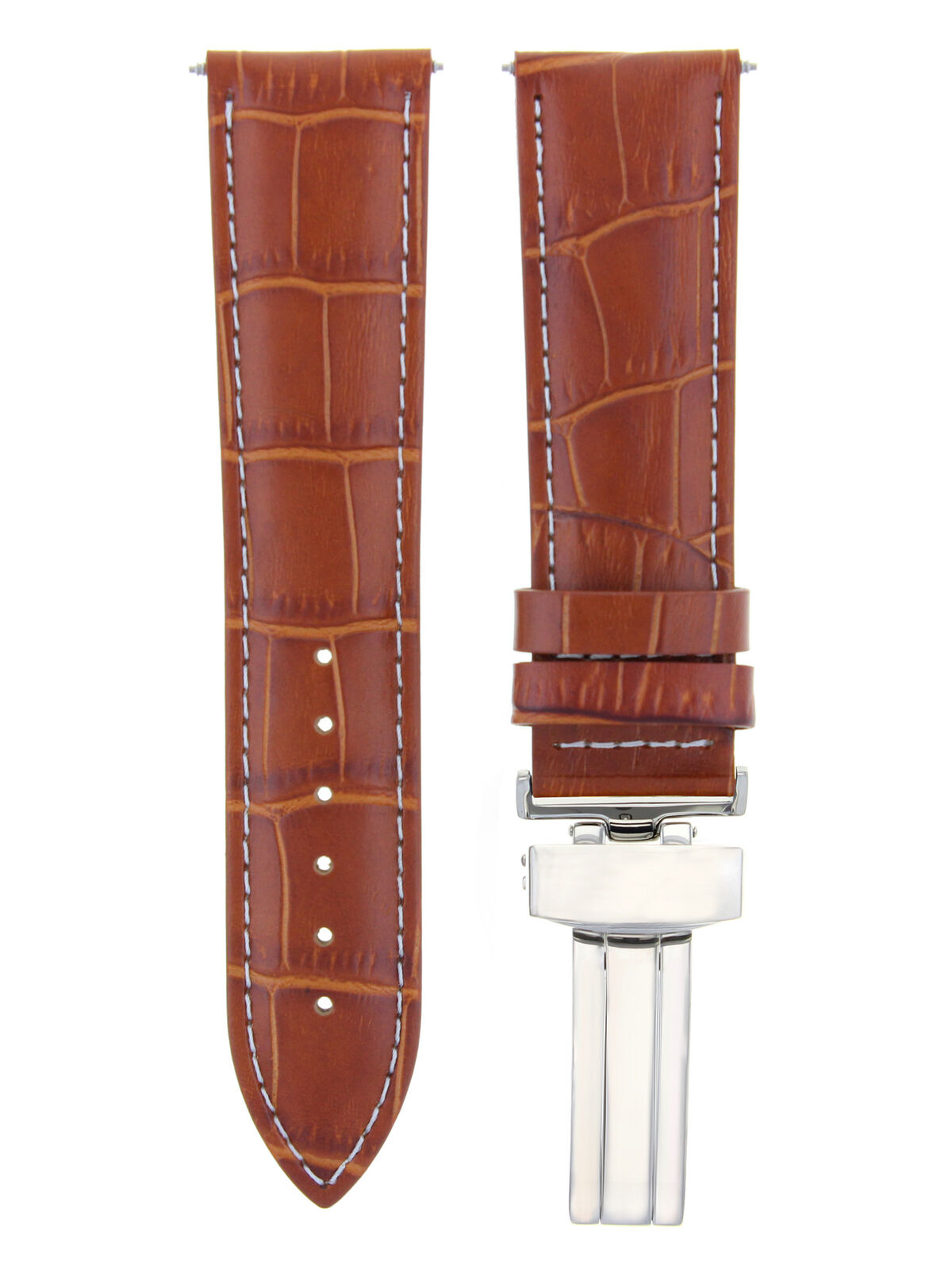 LEATHER BAND STRAP DEPLOYMENT CLASP FOR TISSOT PRC200 22MM