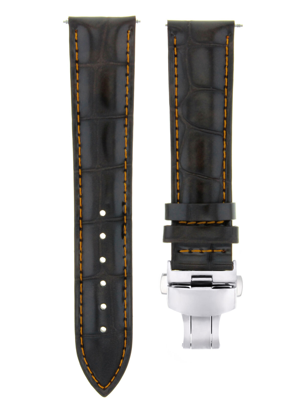 LEATHER WATCH BAND STRAP FOR OMEGA SEAMASTER + CLASP - 22 MM