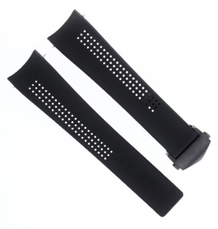 20MM RUBBER BAND FOR TAG HEUER CARRERA CV2014, CV2015 WATCH BLACK CLASP TOP QLTY