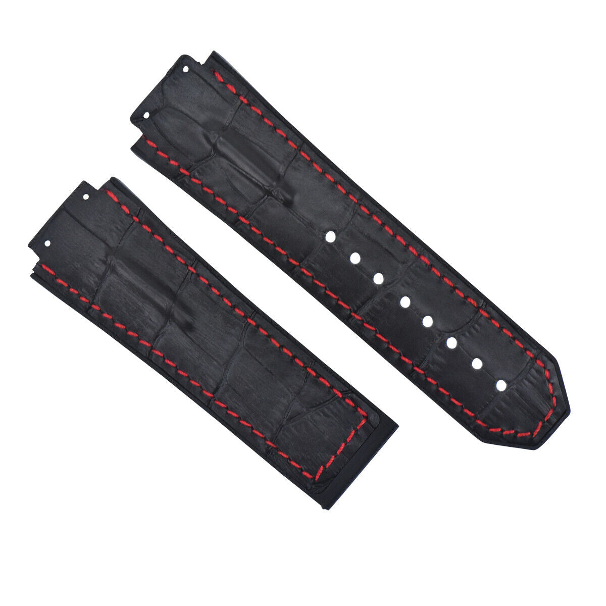 28MM LEATHER BAND STRAP FOR 48MM HUBLOT BIG BANG CERAMIC F1 KING POWER BLACK RED