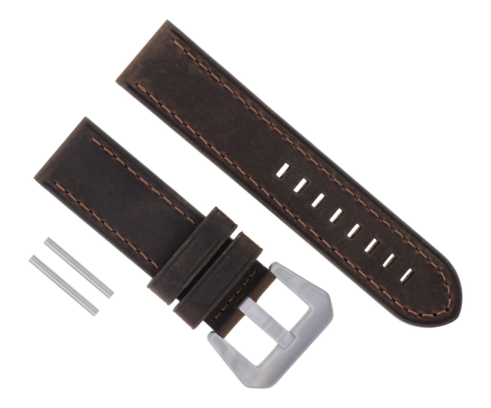 24MM COW LEATHER WATCH BAND STRAP FOR ANONIMO MILITARE SAILOR WATCH DARK BROWN