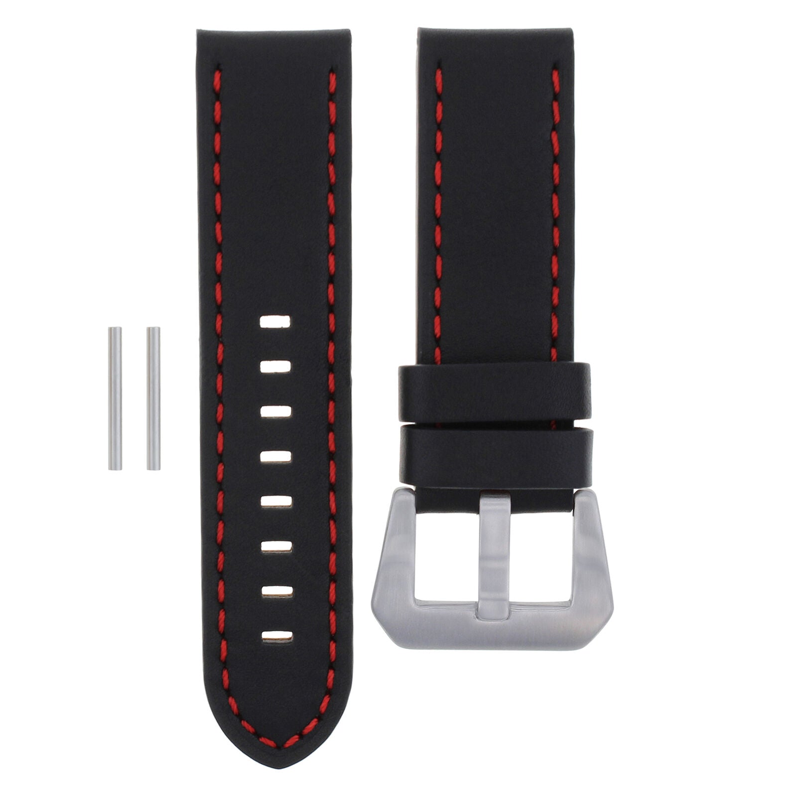 20MM PAM LEATHER WATCH BAND STRAP FOR 40MM PANERAI LUMINOR BLACK RED STICHING