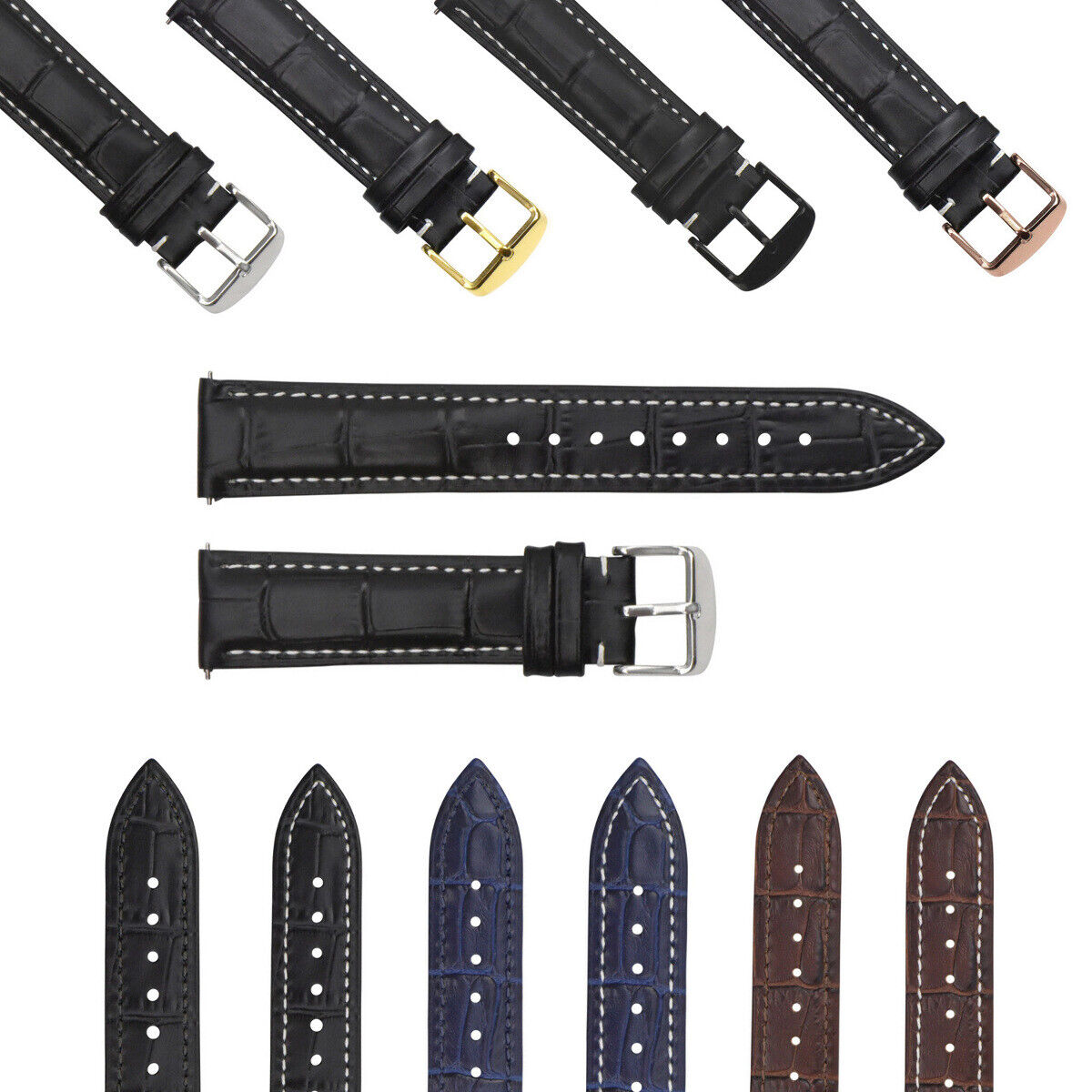 LEATHER WATCH BAND STRAP-QUICK RELEASE FOR SEIKO 5 KINETIC - 24MM