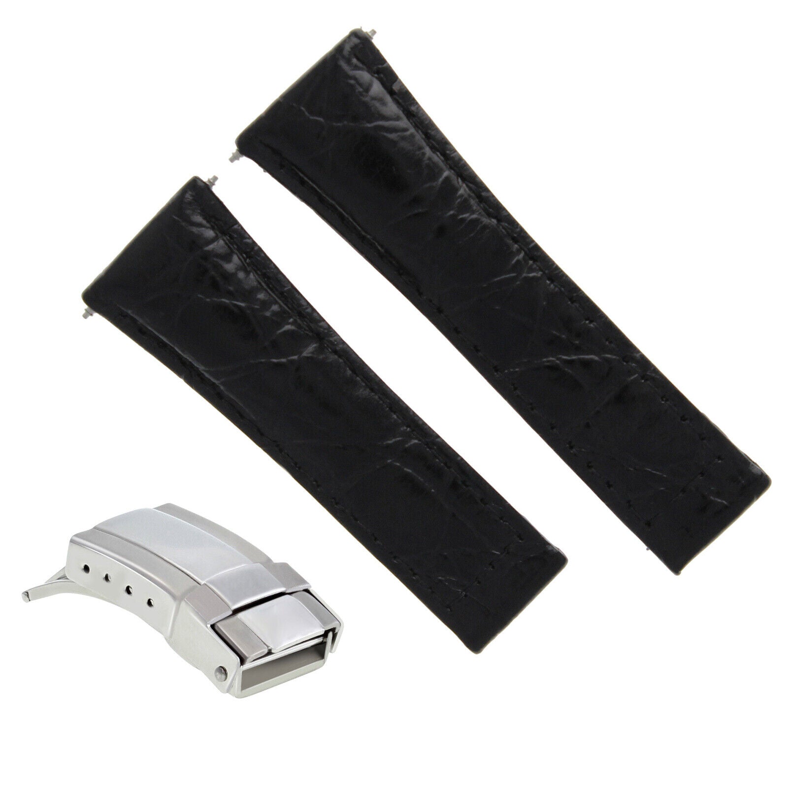 20MM CROC LEATHER WATCH BAND STRAP FITS ALL ROLEX DAYTONA + BUCKLE SHORT MEDIUM