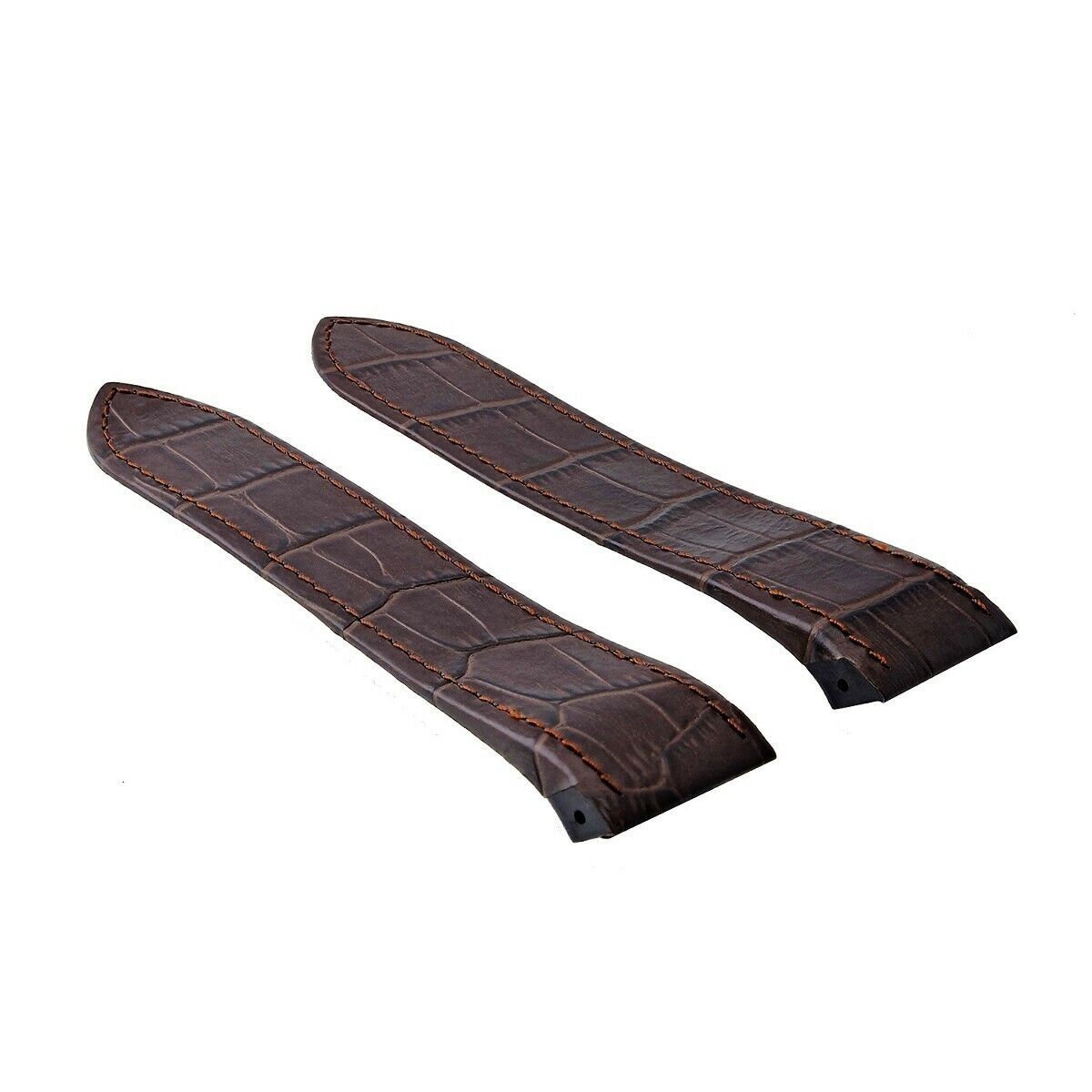 23MM LEATHER STRAP ALLIGATOR GRAIN FOR CARTIER SANTOS 100XL W20073X8 DARK BROWN