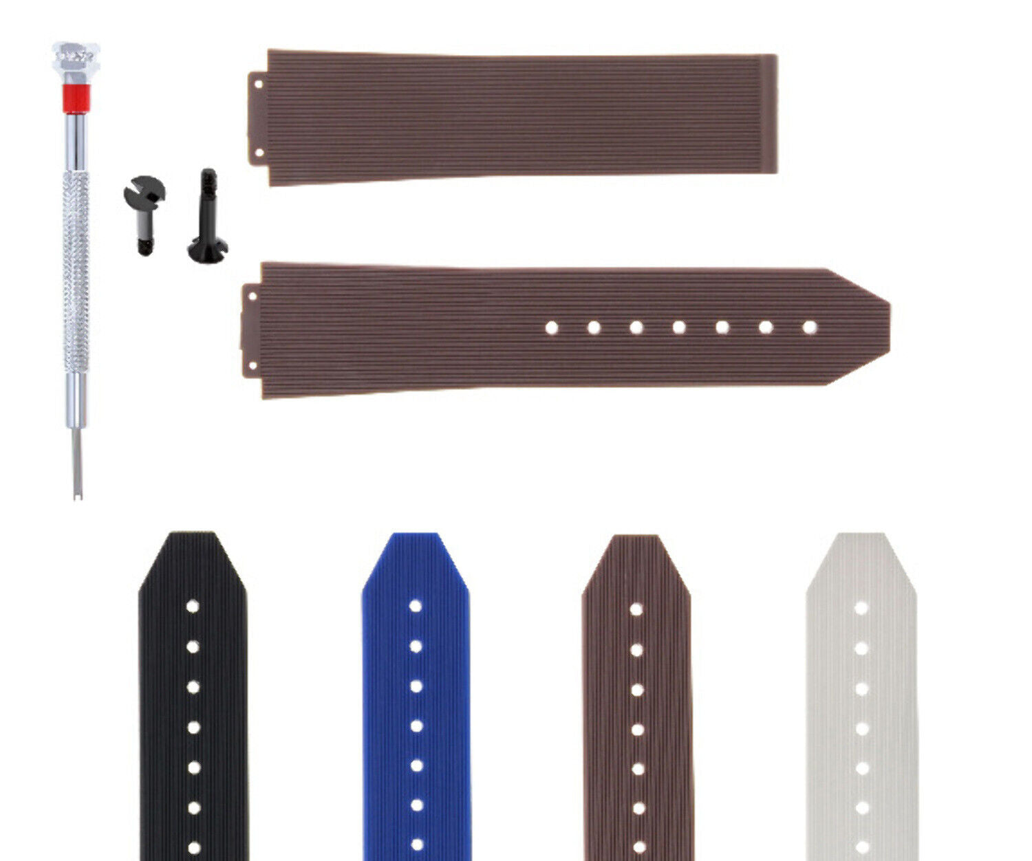 21-24-25MM RUBBER SILICONE WATCH BAND STRAP FOR H HUBLOT +2 BK SCREW SCREWDRIVER