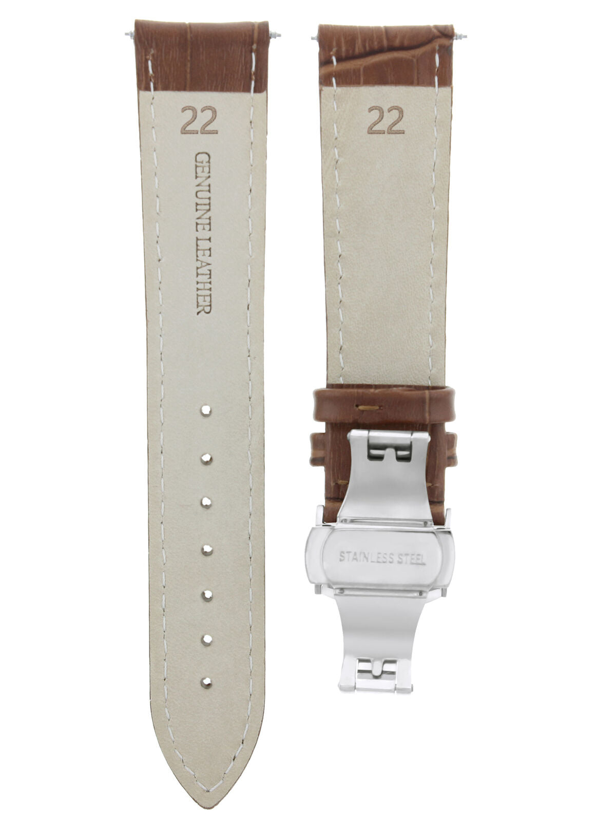 22MM LEATHER BAND STRAP DEPLOYMENT CLASP FOR ROLEX 3B