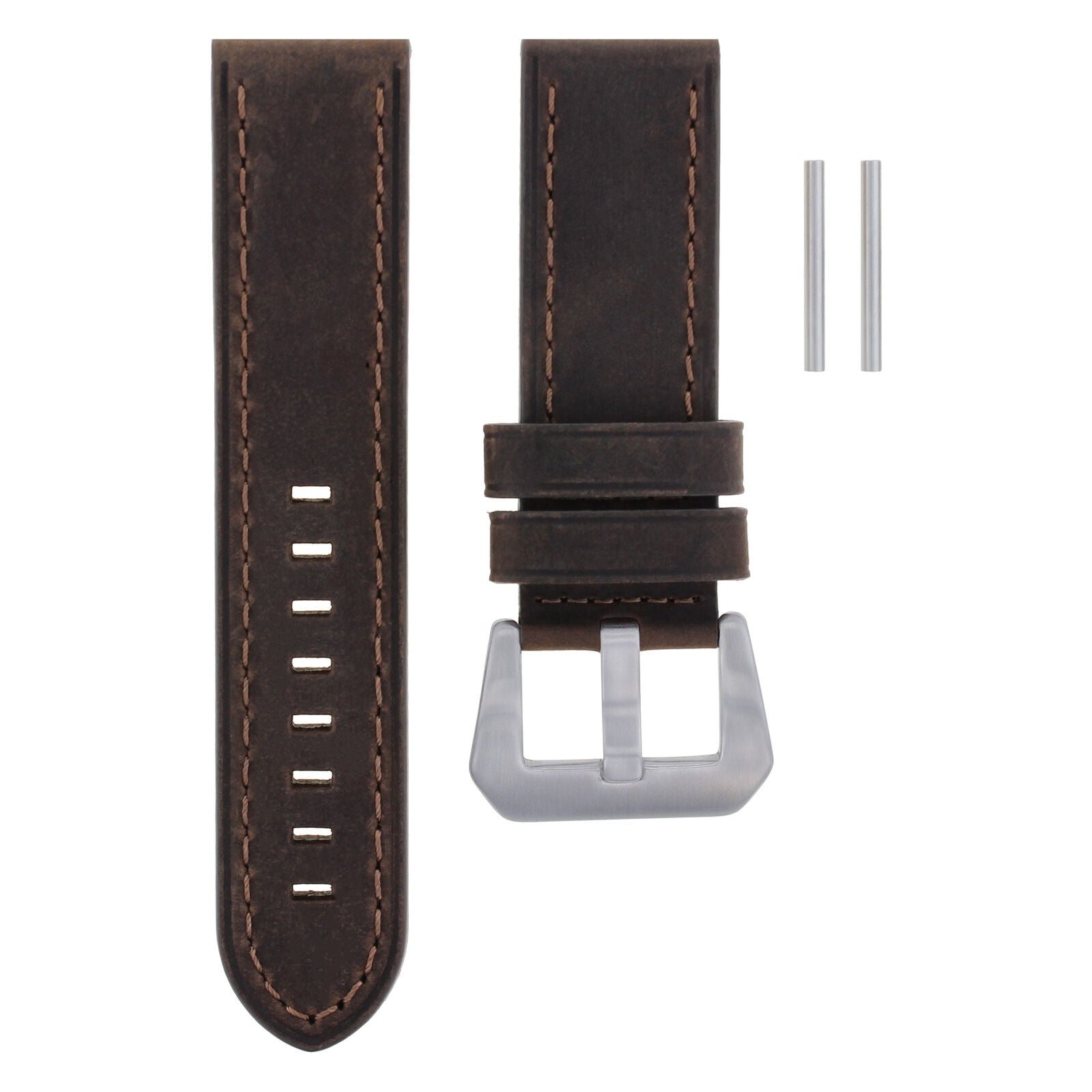 24MM COW LEATHER WATCH BAND STRAP FOR ANONIMO MILITARE SAILOR WATCH DARK BROWN