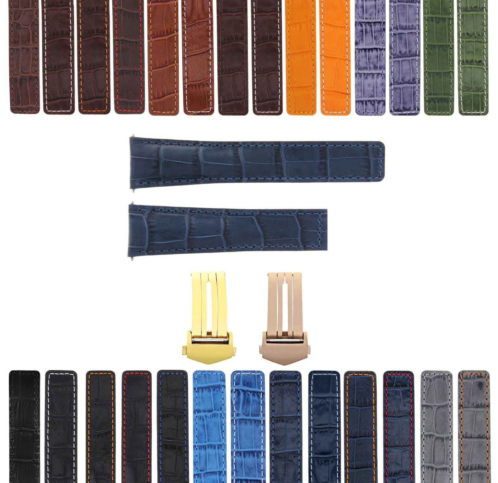 LEATHER WATCH BAND STRAP CLASP FOR TAG HEUER CARRERA GOLD ROSE - 20MM
