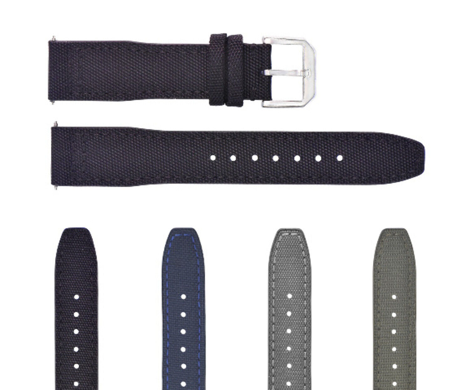 20-22MM CANVAS LEATHER WATCH BAND STRAP FOR IWC PILOT TOP GUN PORTUGUESE + BUCKLE