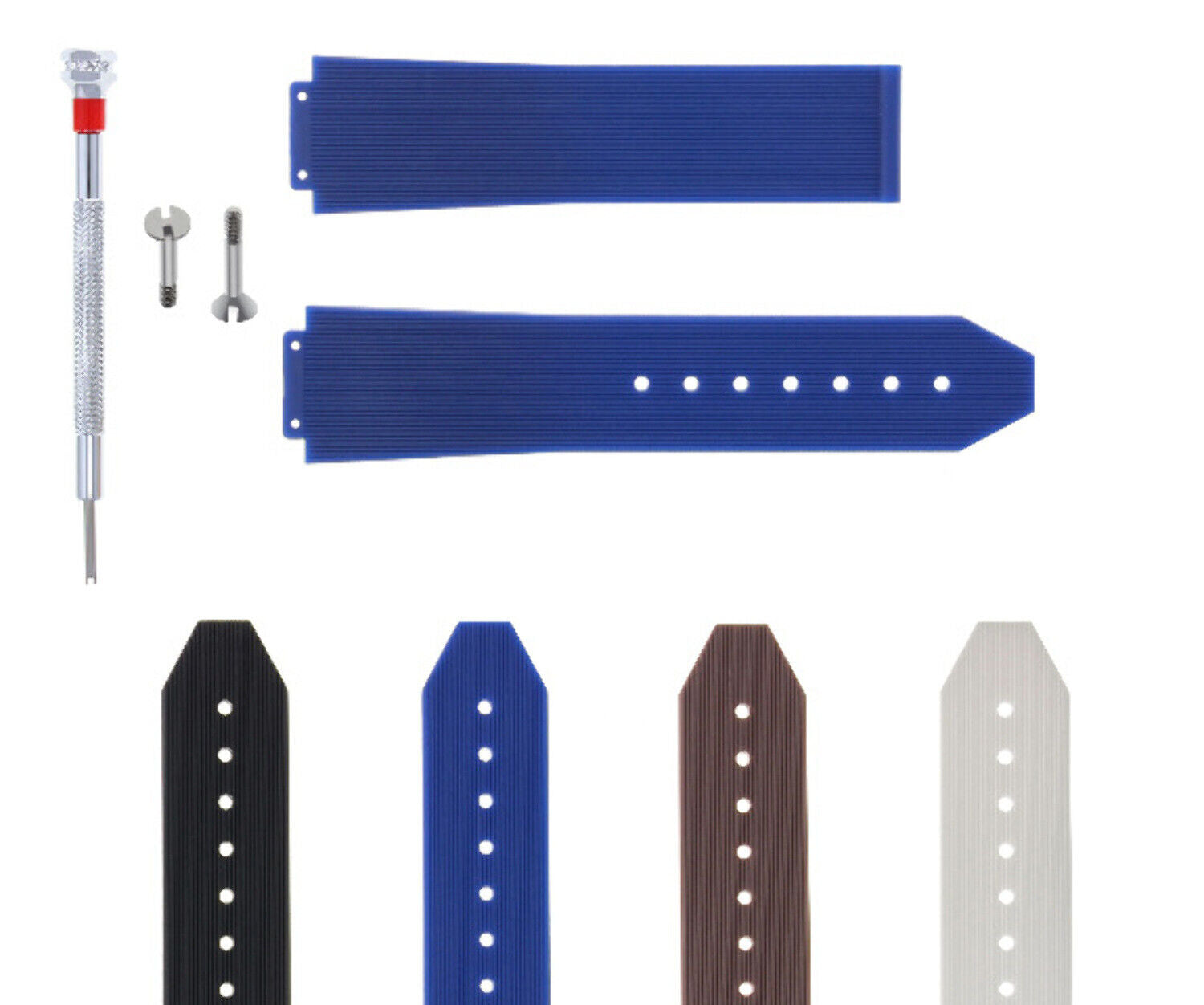 21-24-25MM RUBBER SILICONE WATCH BAND STRAP FOR H HUBLOT + 2 SCREW + SCREWDRIVER