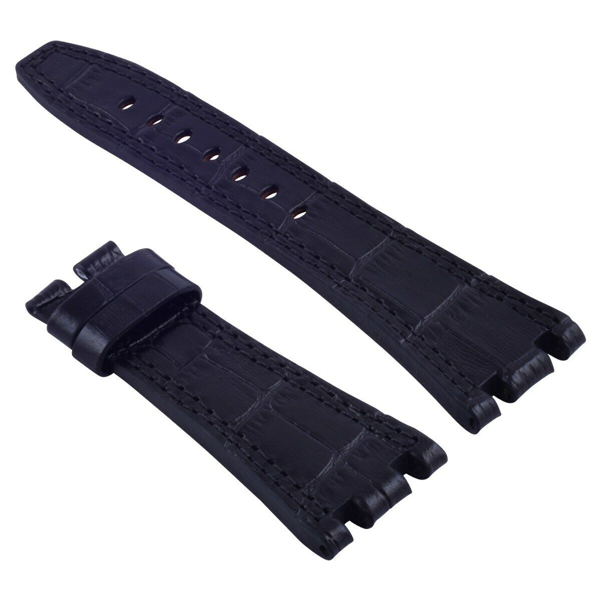 28MM AP LEATHER BAND STRAP FOR 42MM AUDEMARS PIGUET ROYAL OAK OFFSHORE BLACK