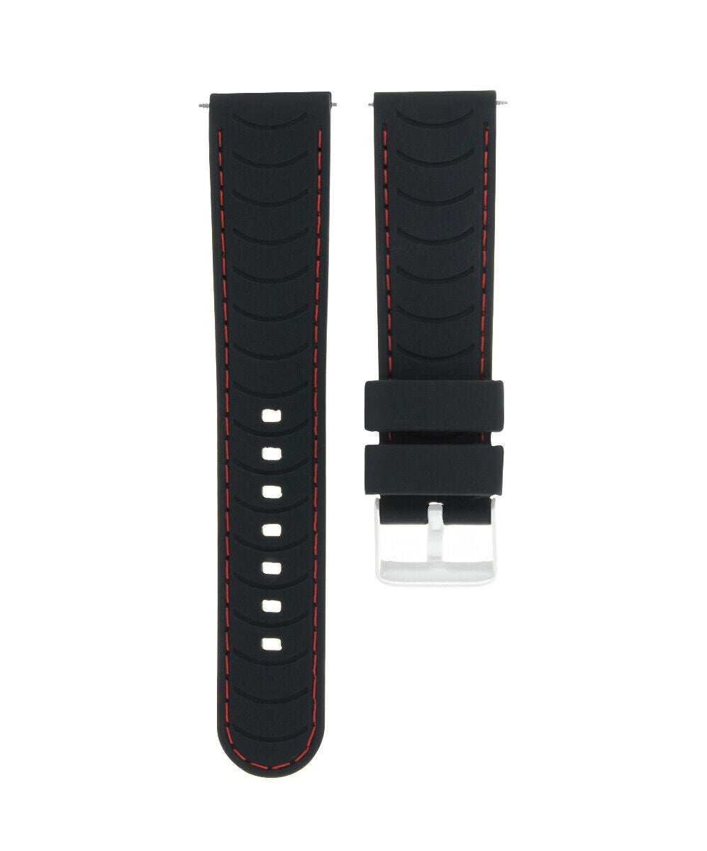 22MM RUBBER DIVER BAND STRAP FOR MENS FERRARI WATCH BLACK RED STITCH TOP QUALITY