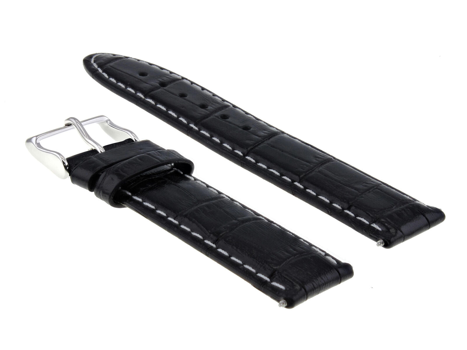 18MM LEATHER WATCH STRAP BAND BRACELET FOR MONTBLANC WATCH BLACK WHITE STITCH