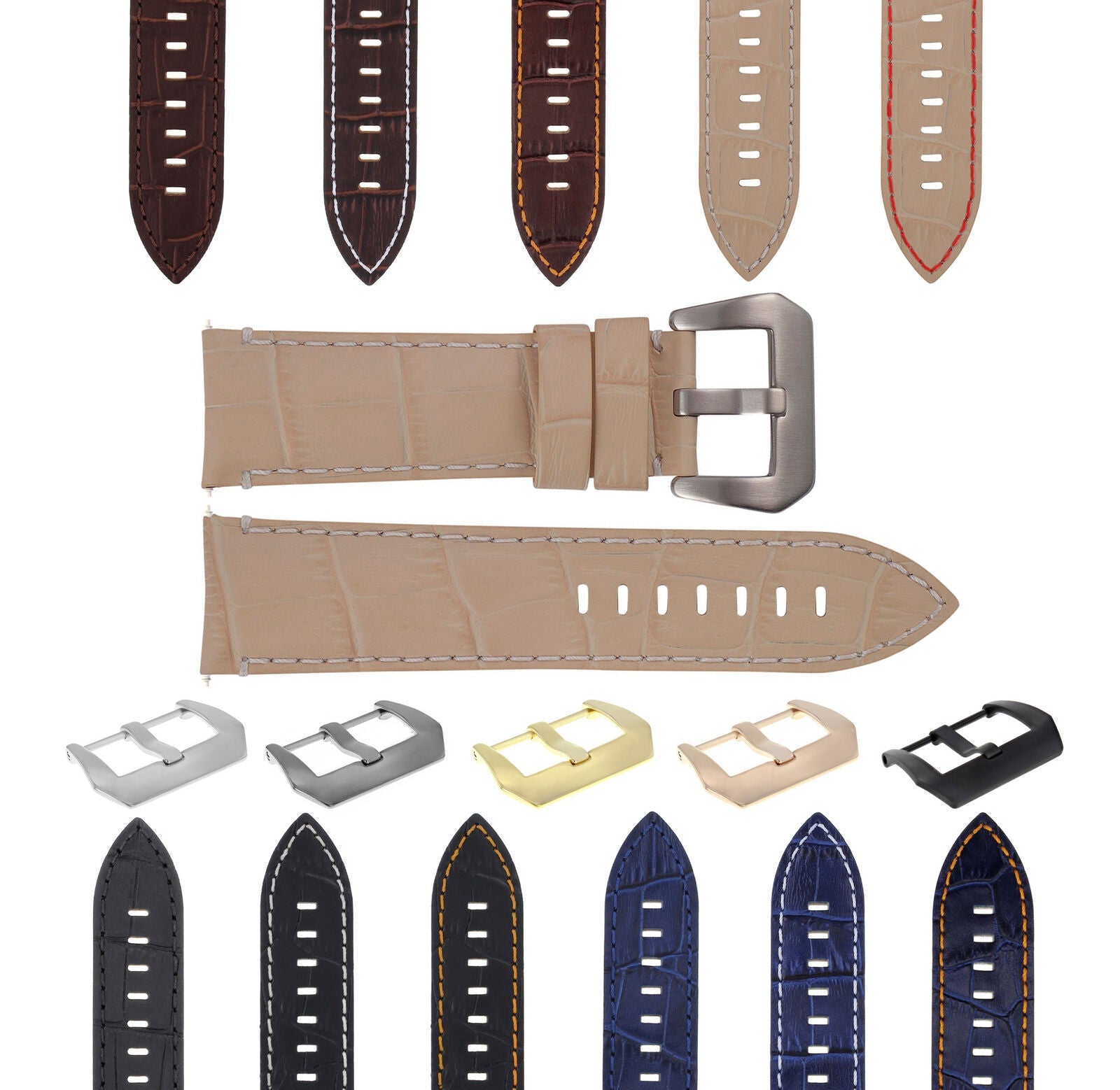 GENUINE ITALIAN LEATHER WATCH BAND STRAP FOR ANY BRAND WATCH - 24MM