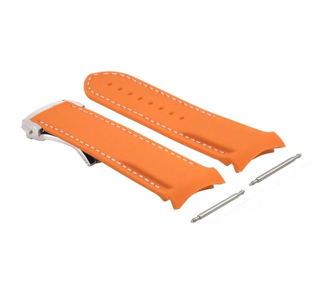 20MM RUBBER BAND STRAP FOR OMEGA SEAMASTER PLANET OCEAN WATCH  CLASP ORANGE WS