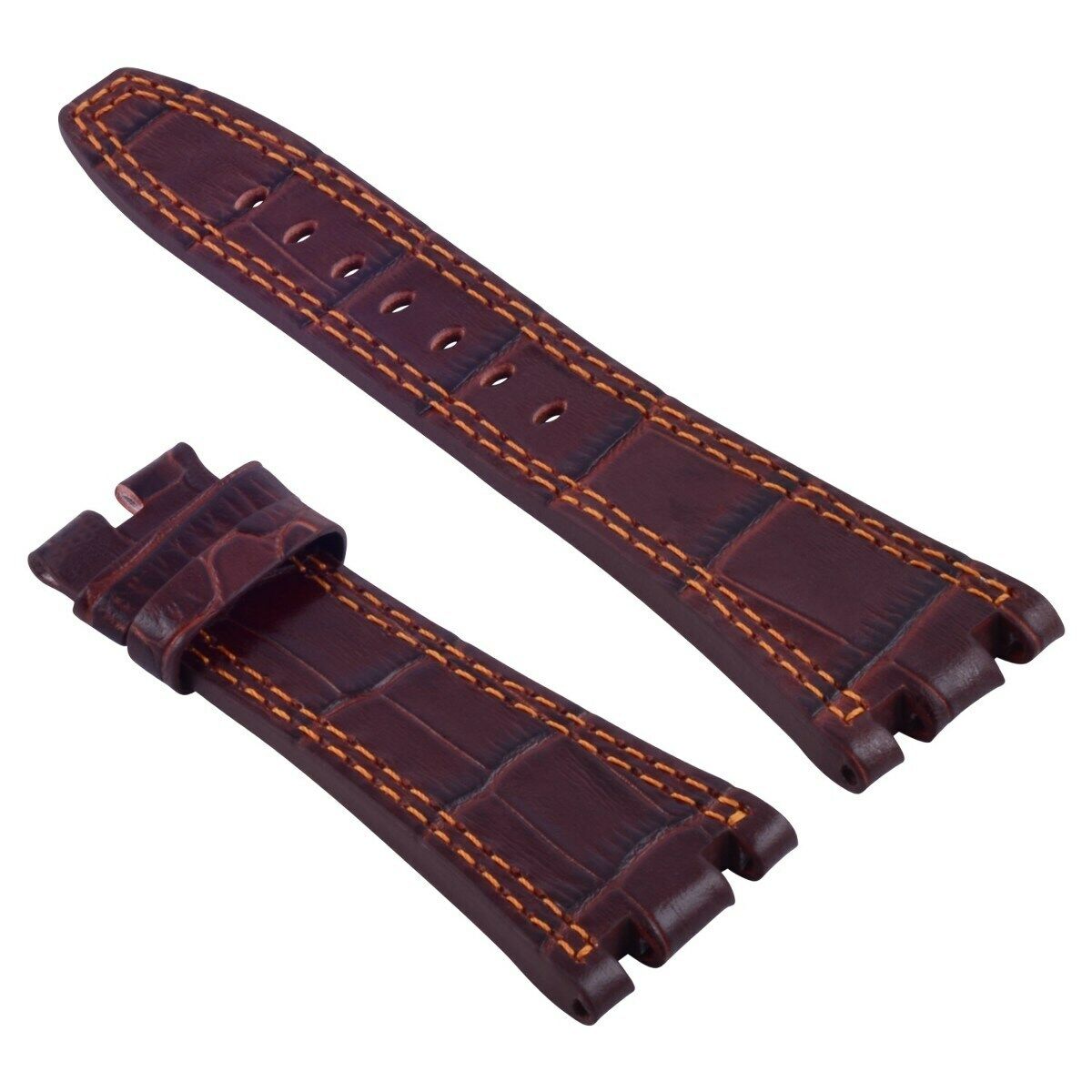 28MM LEATHER WATCH BAND STRAP FOR 42MM AUDEMARS PIGUET 15703ST 26470ST BROWN OS