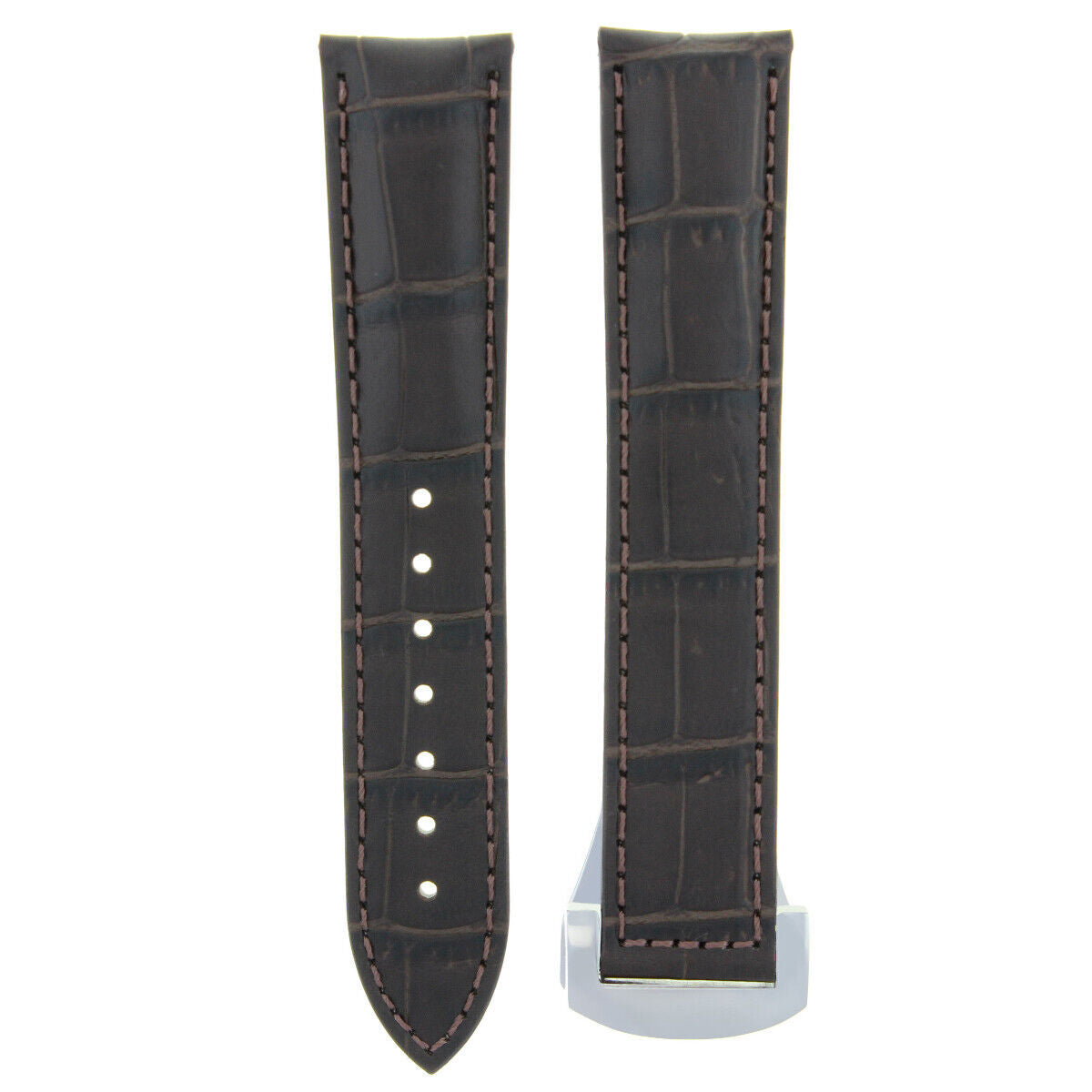 22MM LEATHER WATCH BAND STRAP FOR OMEGA SEAMASTER PLANET WATCH CLASP D/BROWN