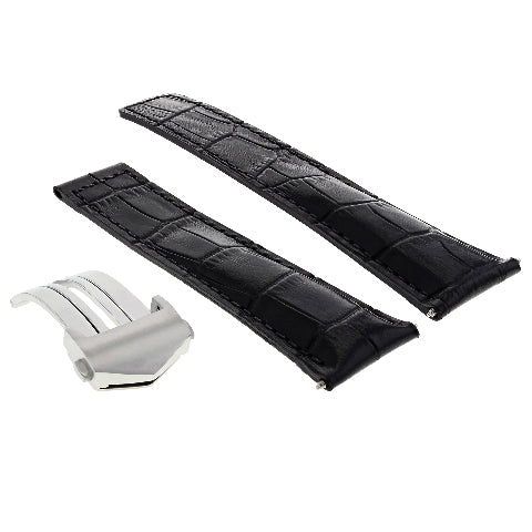 19MM LEATHER WATCH BAND STRAP FOR TAG HEUER CARERRA TWIN TIME + DEPLOYMENT CLASP