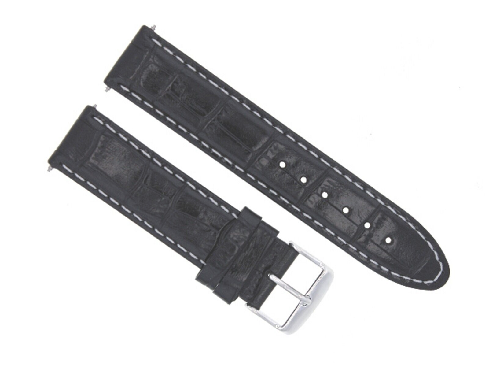 18MM LEATHER WATCH STRAP BAND BRACELET FOR MONTBLANC WATCH BLACK WHITE STITCH