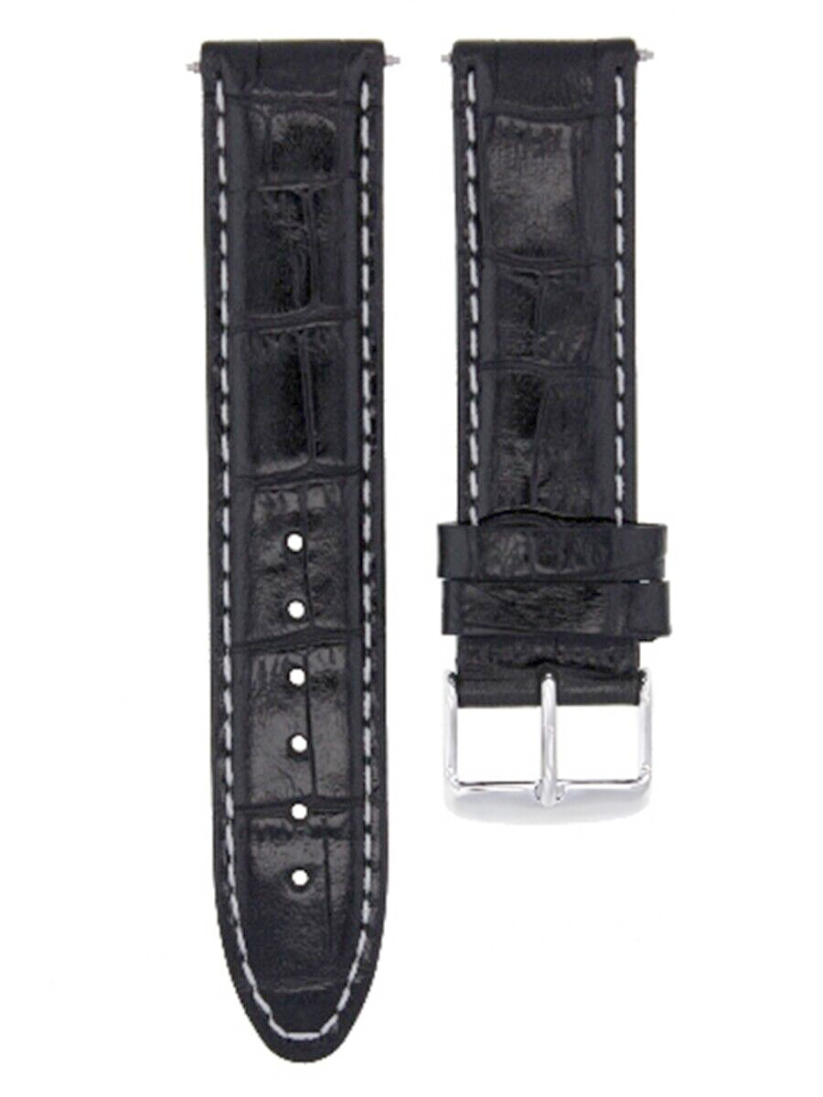 18MM LEATHER WATCH STRAP BAND BRACELET FOR MONTBLANC WATCH BLACK WHITE STITCH