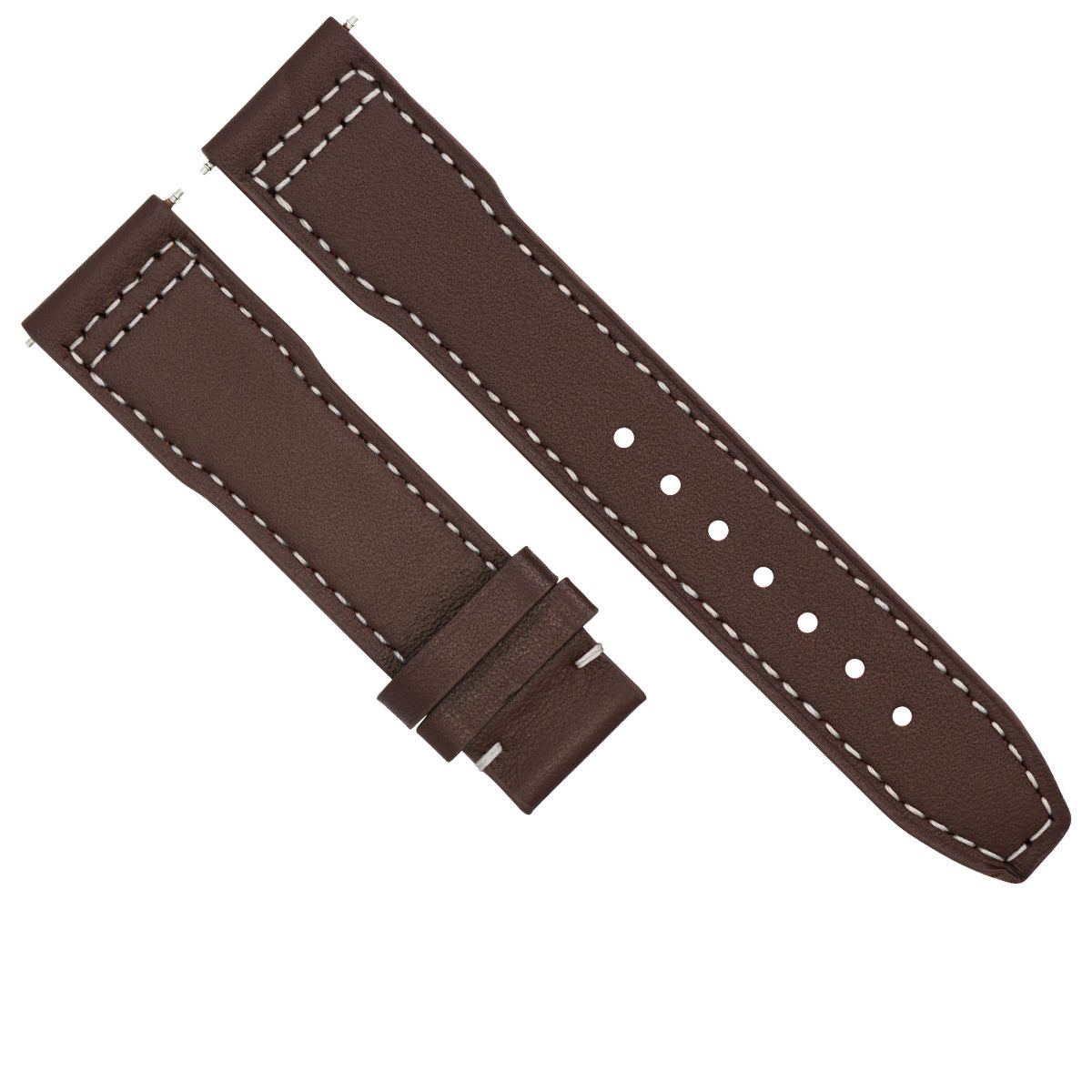 21MM LEATHER STRAP WATCH BAND DEPLOYMENT CLASP FOR IWC PILOT PORTUGUESE BROWN WS