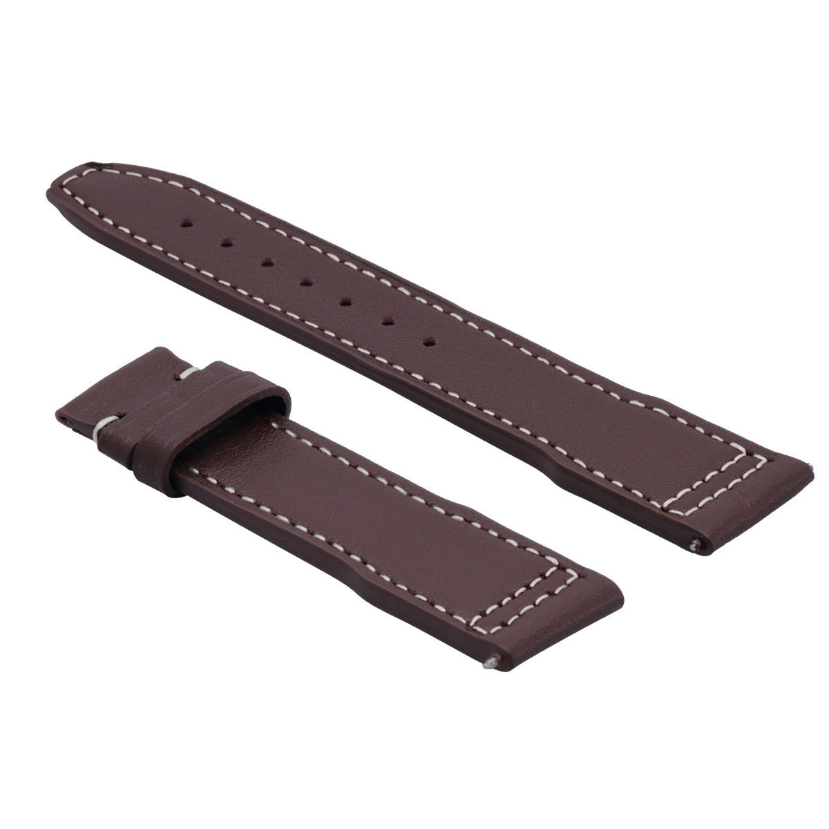 21MM LEATHER STRAP WATCH BAND DEPLOYMENT CLASP FOR IWC PILOT PORTUGUESE BROWN WS