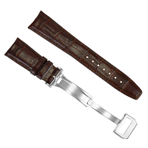 22MM LEATHER WATCH BAND STRAP CLASP FOR IWC BIG PILOT PORTUGUESE AVIATION BROWN