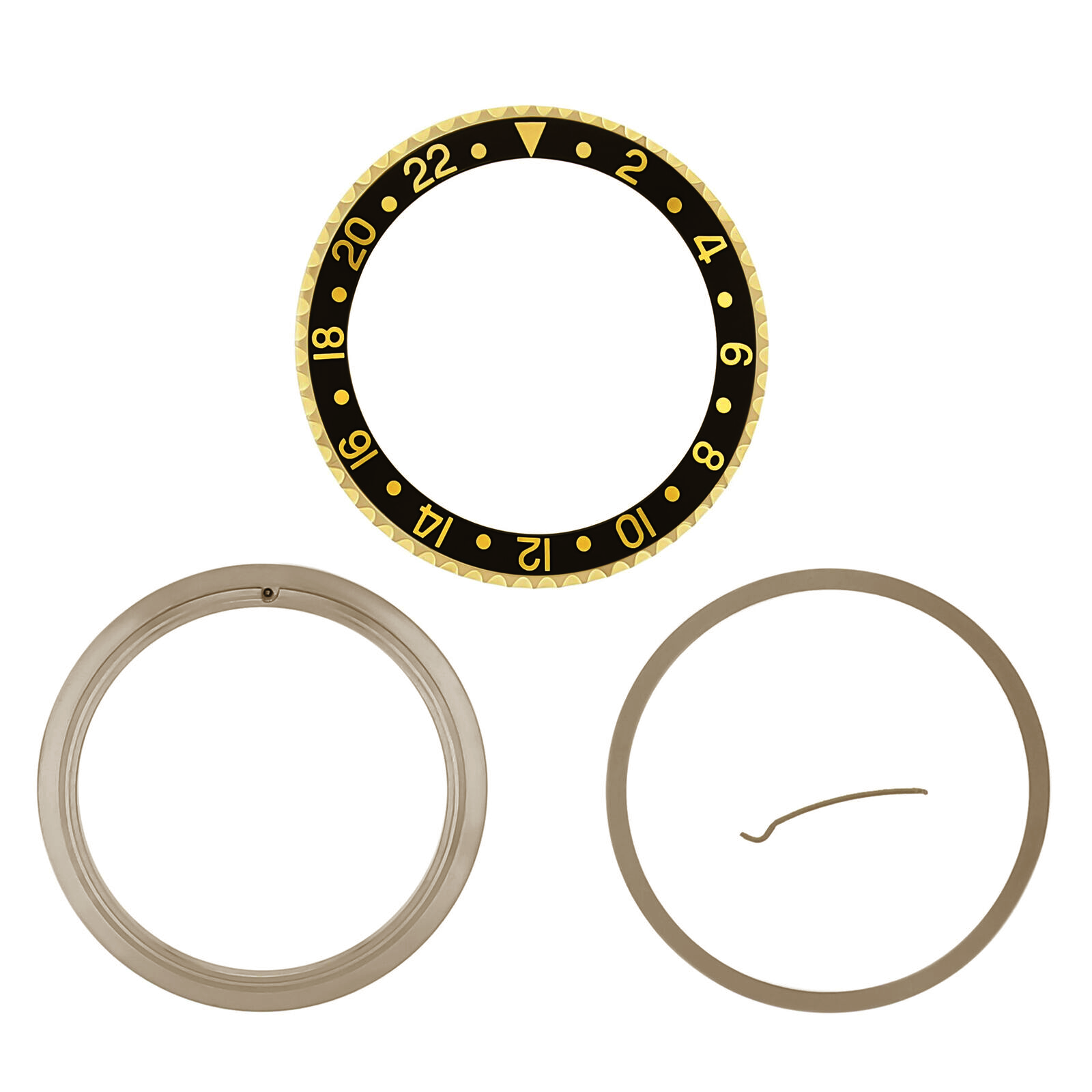 BEZEL + RETAINING + INSERT FOR ROLEX GMT 18KY REAL GOLD 16700 16710 16713 BLACK