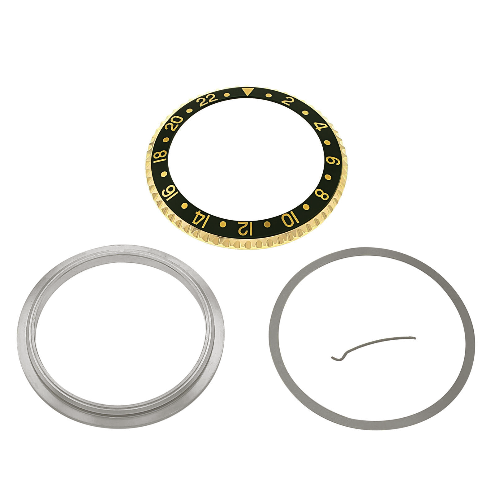 BEZEL + RETAINING + INSERT FOR ROLEX GMT 18KY REAL GOLD 16700 16710 16713 BLACK