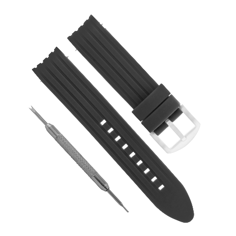 RUBBER BAND STRAP 22MM FOR OMEGA SEAMASTER PLANET OCEAN SPIRNG BAR REMOVER BLACK