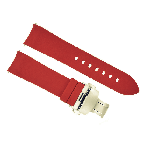 CURVED END SILICONE RUBBER STRAP FOR OMEGA SEAMASTER - 19MM
