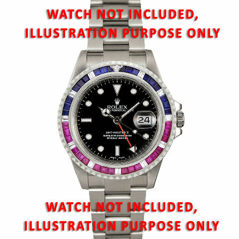 MENS SAPPHIRES, RUBIES, DIAMOND BEZEL FOR ROLEX 40MM SUBMARINER, GMT MASTER 2