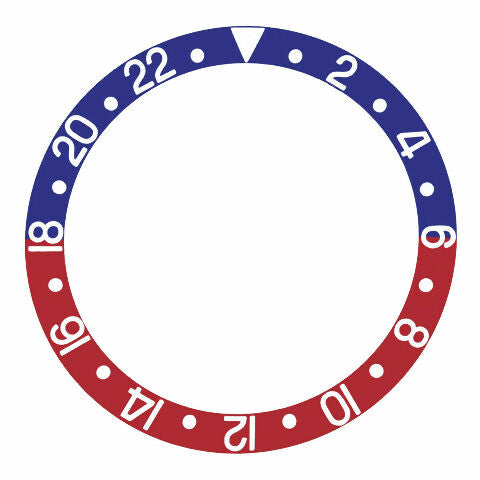 GMT BEZEL INSERT FOR ROLEX VINTAGE GMT MASTER 1670, 1675, 16750 BLUE/RED PEPSI